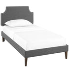 Modway Laura Fabric Twin Platform Bed with Squared Tapered Legs - Grey-Mounts in Four Locations