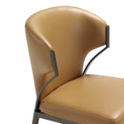 Manhattan Comfort Kirsten 20.5" Modern Leatherette Upholstered Dining Chair - Camel - Set of 2-Curved Backrest with Open Metal Accents Add an Industrial Edge to the Soft Silhouette