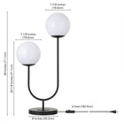 Hudson&Canal Dufrene 2-Light Table Lamp with Glass Shades - Blackened Bronze/White Milk-Includes a 6 ft. cord with rocker switch