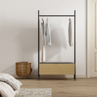 Manhattan Comfort Paloma 38" Modern Linen Weave Upholstered Open Hanging Closet - Natural Oak-12.7" L x 38" W x 70.9" H