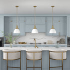 Hudson&Canal Elodie 12" Wide Pendant with Metal Shade - Matte White/Brass/Matte White-Rated for one 60W incandescent bulb - 9W LED bulb, 13W fluorescent (CFL) bulb, or 9W self-ballasted LED bulb, E26-base bulb, Bulb not included