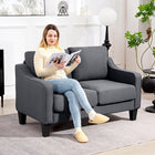 HOMCOM Loveseat Sofa with Pocket Spring - Charcoal Grey-Extra-thick cushions for enhanced comfort