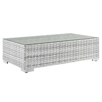 Modway Convene Outdoor Patio Coffee Table - Light Grey-Synthetic Rattan Weave