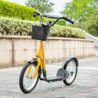 Aosom Kick Scooter for Kids Teen with Adjustable Handlebar 2 Brakes Basket - Orange-Steel frame for a tough and sturdy structure, fitted with an adjustable handlebar 