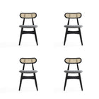 Manhattan Comfort Colbert 17.52" Industry Chic Upholstered Dining Chair - Black and Grey - Set of 4-Modern - Industry Chic Cane Dining Chair Perfect for Dining Room Use. Set of 4