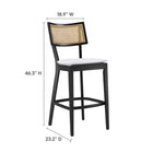 Modway Caledonia Wood Bar Stools - Black White - Set of 2-Elm Wood Frame