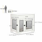 PawHut 31.5" L Dog Kennel End Table with Cushion and Storage - White-The top drawer is divided into two compartments 