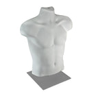 Azar Male White Plastic Bust Torso Mannequin - 12" Square Metal Base-Sold in Packs of 1