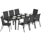Outsunny 9 Pieces Patio Dining Set Patio Table and Stackable Chairs - Black-Five-piece set: includes four chairs and a round table