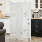HOMCOM 3 Panel Wood Freestanding Room Divider for Home Office - White-Stable wood construction ensures robust support 
