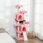 PawHut 70" Multi-Level Cat Tree Tower with 2 Condos - Pink-The multi-level design offers plenty of space for multiple cats to enjoy 