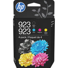 HP 923 Ink Cartridge - Standard Yield - Black, Cyan, Magenta, and Yellow - 4 Pack-Black, Cyan, Magenta, and Yellow