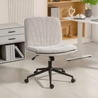 HOMCOM Criss Cross Armless Wide Office Chair with Wheels - Beige-High-density high-resilience foam and double-tier filling design for support and comfort