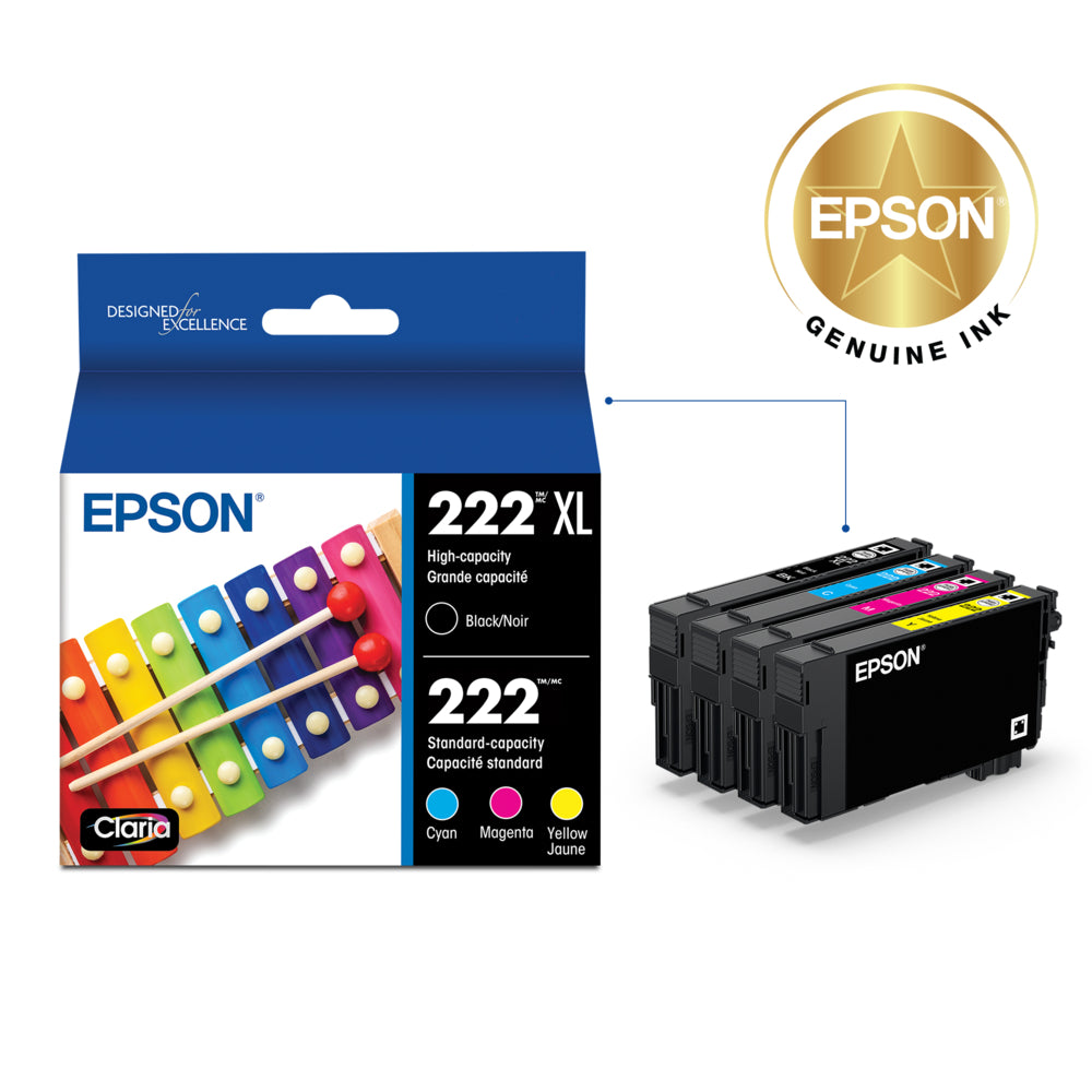 Epson T222 Ink Cartridge Combo Pack - High Capacity Black/Standard