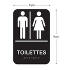Cosco Restroom Indoor Wall Sign - 6" x 9" - Black & White - French Text-The black and white design provides strong contrast for easy readability in indoor environments