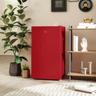 HOMCOM Mini Fridge with Freezer and Reversible Door - Red-Cools quickly and quietly with a low-energy consumption compressor