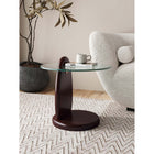 Manhattan Comfort Artesia 19.68" Modern Glam End Table - Dark Walnut-Sleek and Sturdy Tempered Glass Table Top