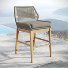 Modway Wellspring Outdoor Patio Teak and Rope Counter Stool - Light Gray Greige-Aluminum Seat Frame