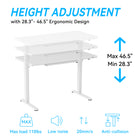 ShoppingAll Glass Electric Height Adjustable Standing Desk with Drawer - White-Streamlined Storage: The spacious 25.4″ x 12.4″ drawer has two zones to provide organization for office supplies and desk accessories. Create a clutter-free workspace with space on your desktop to focus on the most important tasks and projects.