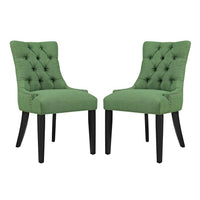 Modway Regent Fabric Dining Side Chair - Green - 2 Pack-Solid Wood Frame