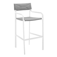 Modway Raleigh Stackable Outdoor Patio Aluminum Bar Stool - White Gray-Stackable Outdoor Patio Bar Stool