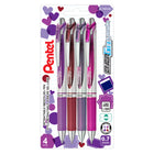 Pentel EnerGel Expressions Retractable Gel Roller Pen - 0.7mm - Warm Red - Assorted Colours - 4 Pack-Sleek & stylish barrel design with metal accents for a professional look