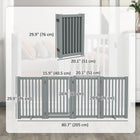PawHut Free Standing Wooden 4 Panel Pet Gate with Door - Light Grey-Flexible panels which can be arranged in different ways 