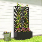 Outsunny Metal Raised Planter Box with 44.5" H Trellis - 24" L x 9" W - Large Leaf Cut-Outs-Can be mounted on the wall or used freestanding for versatility 