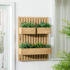 Outsunny Wall-Mounted Trellis with 3 Planter Boxes - 24" L x 6" W x 31.5" H - Natural-Trellis supports and enhances growth of climbing plants 