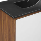 Modway Transmit 36" Wall-Mount Bathroom Vanity - Walnut/Black-Assembly Required