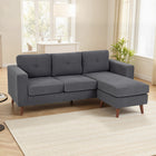 HOMCOM L-Shaped Sectional Sofa with Chaise Lounge - Dark Grey-Wrapped in skin-friendly corduroy fabric, combining comfort with textured elegance