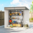 Outsunny Outdoor Storage Shed with Foundation Kit - 6.5' x 4' - Light Grey-2 ventilation windows to keep inside dry and fresh, 2 clear window for good light transmission
