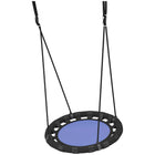 Qaba Kids Saucer Tree Swing - 24" Round - Blue-Metal tubes with foam padding prevent rust and enhance safety 