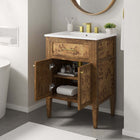 Modway Elysian 24" Wood Bathroom Vanity - White/Brown-Concealed Kitchen Hinges