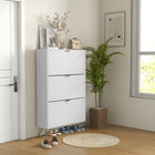HOMCOM Shoe Storage Cabinet with 3 Flip Drawers for 18 Pairs - White-The inside shelves are 2-level adjustable or removable to satisfy shoes of different heights