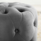 Modway Amour Tufted Button Round Performance Velvet Ottoman - Grey-Durable Stain-Resistant Fabric