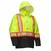 Forcefield Rain Jacket with Snap-Off Hood - Lime - X-Large (023-HVRJLYT)-100% polyester oxford, polyurethane coated
