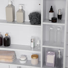 Kleankin Wall Mount Bathroom Storage Organizer with Mirror and Shelves - White-Made of melamine coating MDF, which is solid and easy to clean