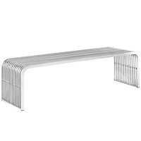 Modway Pipe 60" Stainless Steel Bench - Silver-Modern Bench