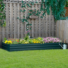Outsunny Galvanized Raised Garden Bed - 95" L x 36" W x 12" H - Green-Effectively prevents weed growth and ensures good drainage with its open bottom 