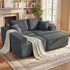 HOMCOM L-Shaped Sectional Sofa with Deep Seat - Dark Grey-Soft corduroy fabric offers a cozy and retro esthetic 