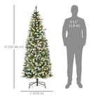HOMCOM 6' Pre-Lit Snow-Flocked Artificial Christmas Tree with Pine Cones and Berries - Green-Base is detachable and foldable for easy storage 