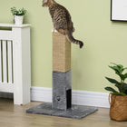 PawHut 31" Cat Scratching Post - Grey-Built-in bell stimulates cat's hunting instincts 
