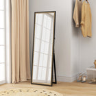 HOMCOM Rectangle Full Body Mirror - 21" W x 64" H - Black-Material: MDF, Tempered Glass 