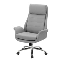 Monarch Specialties 7251 Ergonomic Leather-Look Office Chair - Grey-This upholstered office chair features a supportive high back design with foam cushioning and a smooth grey leather look finish for a comfortable seating experience during long hours of work at your computer desk