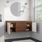 Modway Render 48" Single Sink Compatible Bathroom Vanity Cabinet - White/Walnut-Full-Extension Drawers