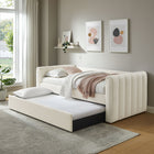 Modway Veyla Channel Tufted Boucle Twin Daybed with Trundle - Cloud-Pull-Out Trundle with Casters