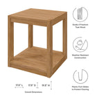 Modway Carlsbad Teak Wood Outdoor Patio Side Table - Natural-Grade A Premium Teak Wood