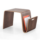 Manhattan Comfort Brookside 25.6" Mid-Century Modern End Table - Walnut-Curved Magazine Storage Shelf