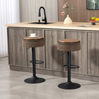 HOMCOM Swivel Bar Stools with Storage and Footrest - Brown - 2 Pack-Reversible lid flips to a pine wood top, creating a handy side table
